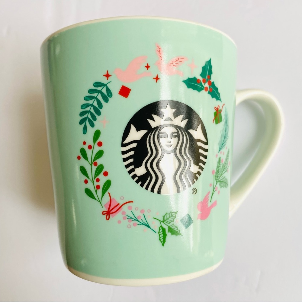STARBUCKS Mug 2019 Siren Wreath Mint Green Christmas Holiday Coffee Tea - Picture 2 of 6